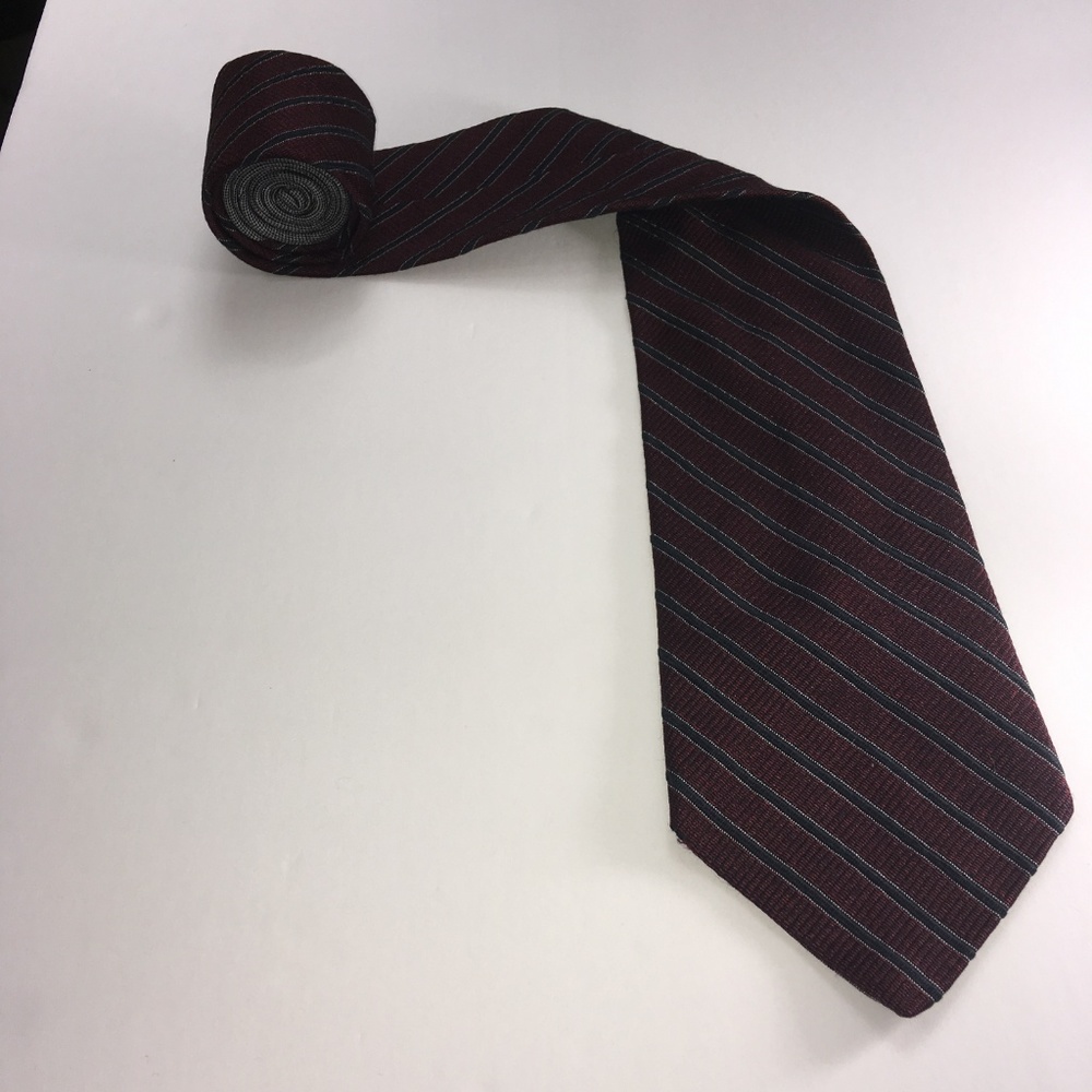 Tommy Hilfiger Red and Gray Necktie 100% Silk